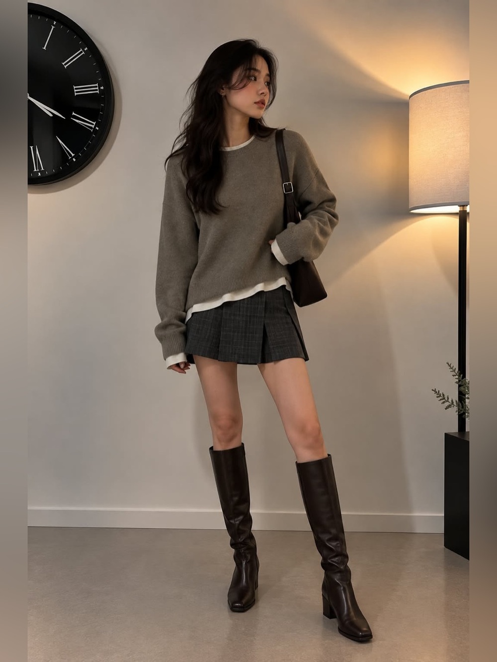 Theory Taupe Wool blend Crewneck Sweater